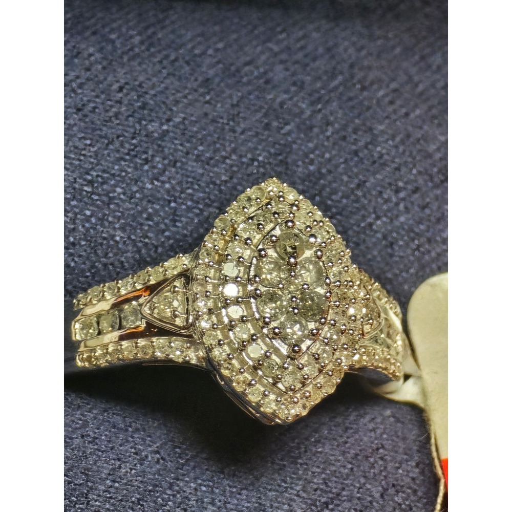 Sterling Silver 1/2 ct Diamond Marquise Cluster Engagement Ring Size 7 - Picture 4 of 4